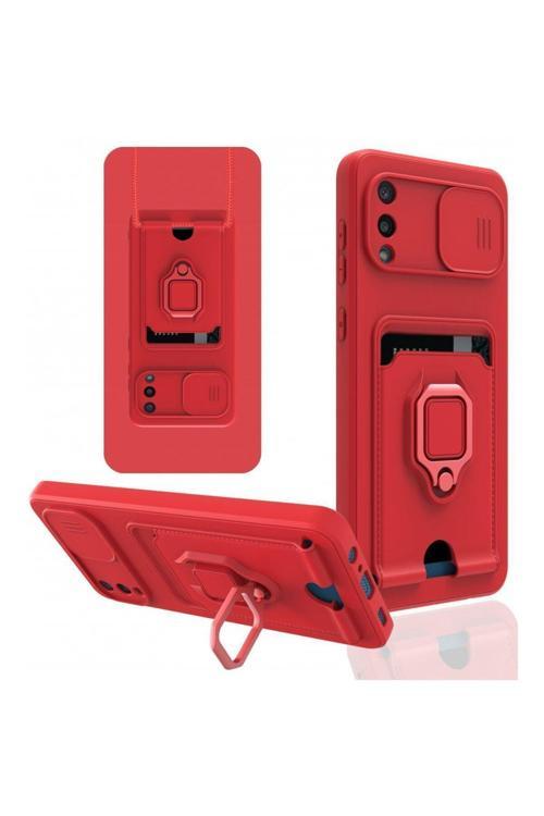 Anka Cep Samsung Galaxy A02 Kılıf Zuma Kartvizitli Yüzüklü Boyun Askılı Silikon Kapak + Ekran Koruma