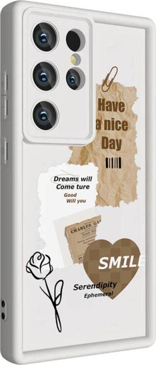 Anka Cep Samsung Galaxy S23 Ultra Kılıf Kamera Korumalı Baskılı Arka Yüzey Klas Silikon Kapak + Ekran Koruma