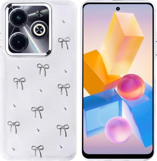 İnfinix Hot 40İ (X6528B) Kılıf Airbag Tasarımlı Simli Desenli Şeffaf Kutup Kapak
