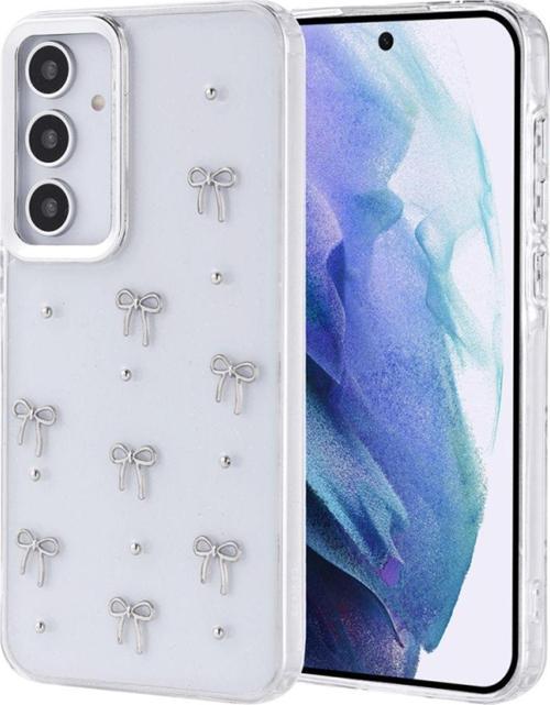 Galaxy A55 Kılıf Uyumlu Tasarımlı Simli Desenli Şeffaf Kutup Kapak