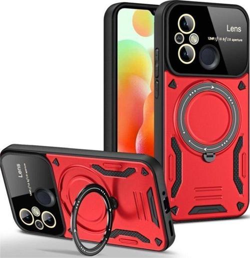 Xiaomi Redmi 12C Kılıf Joy Lens Korumalı Standlı Şık Tasarım Kapak + Ekran Koruma