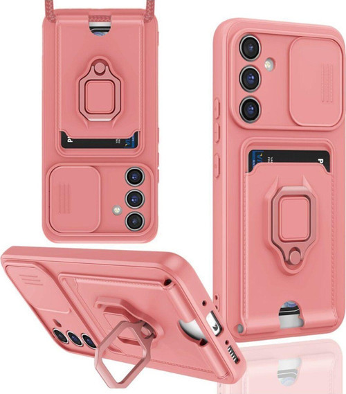 Anka Cep Samsung Galaxy A15 4G Kılıf Zuma Kartvizitli Yüzüklü Boyun Askılı Silikon Kapak + Ekran Koruma