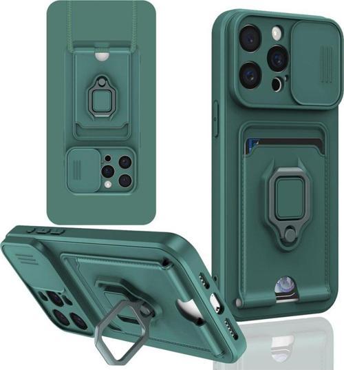 Anka Cep Apple İphone 15 Pro Max Kılıf Zuma Kartvizitli Yüzüklü Boyun Askılı Silikon Kapak + Ekran Koruma