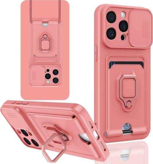 Anka Cep Apple İphone 15 Pro Kılıf Zuma Kartvizitli Yüzüklü Boyun Askılı Silikon Kapak + Ekran Koruma