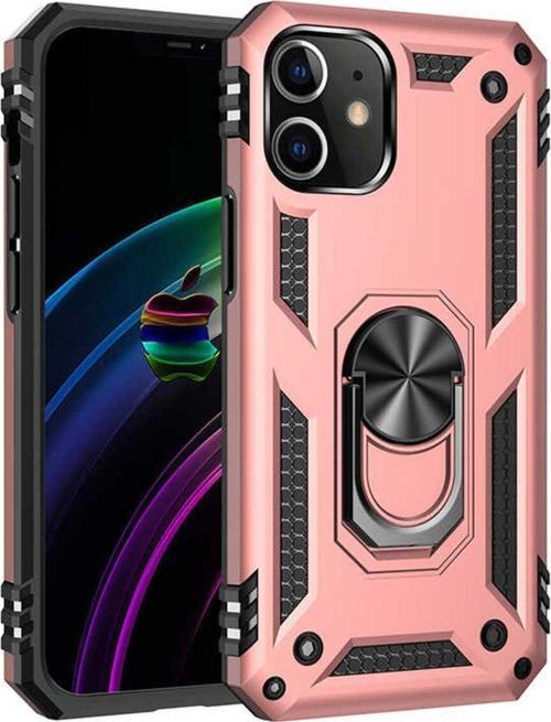 Apple İphone 12 Mini Kılıf Vega Yüzüklü Standlı Tank Zırh Kapak + Ekran Koruma