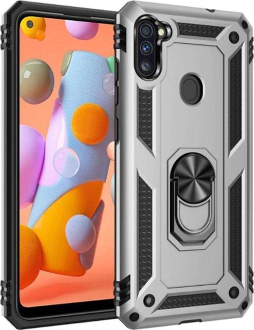 Samsung Galaxy A11 Kılıf Vega Yüzüklü Standlı Tank Zırh Kapak + Ekran Koruma
