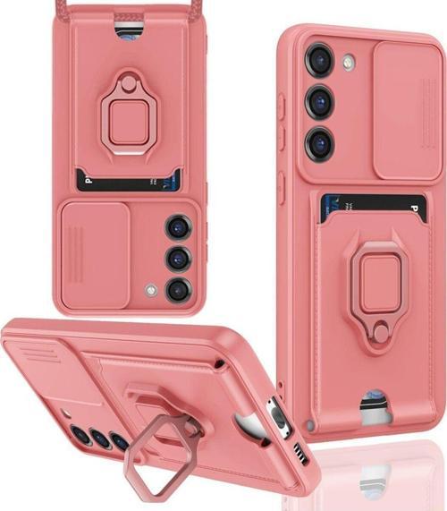 Anka Cep Samsung Galaxy M34 5G Kılıf Zuma Kartvizitli Yüzüklü Boyun Askılı Silikon Kapak + Ekran Koruma