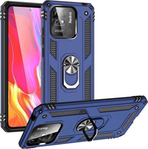 Xiaomi Poco C40 Kılıf Vega Yüzüklü Standlı Tank Zırh Kapak + Ekran Koruma