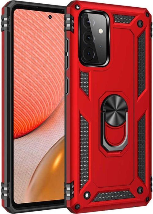 Samsung Galaxy A52 Kılıf Vega Yüzüklü Standlı Tank Zırh Kapak + Ekran Koruma