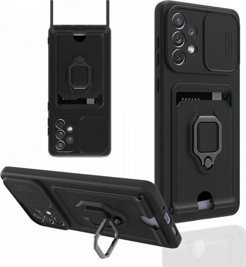 Anka Cep Samsung Galaxy A73 5G Kılıf Zuma Kartvizitli Yüzüklü Boyun Askılı Silikon Kapak + Ekran Koruma