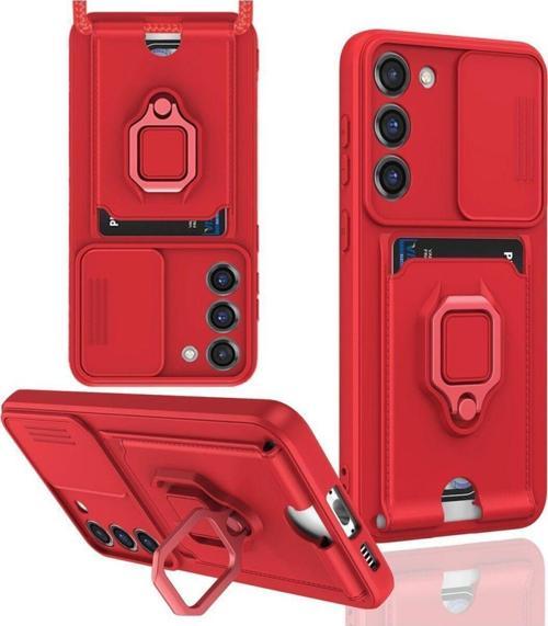 Anka Cep Samsung Galaxy M34 5G Kılıf Zuma Kartvizitli Yüzüklü Boyun Askılı Silikon Kapak + Ekran Koruma