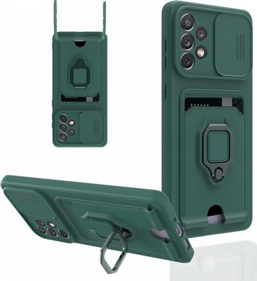 Anka Cep Samsung Galaxy A73 5G Kılıf Zuma Kartvizitli Yüzüklü Boyun Askılı Silikon Kapak + Ekran Koruma