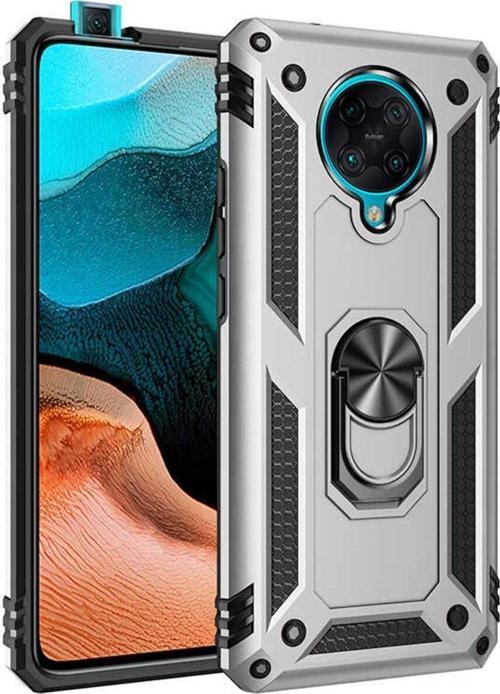 Xiaomi Redmi K30 Pro Kılıf Vega Yüzüklü Standlı Tank Zırh Kapak + Ekran Koruma