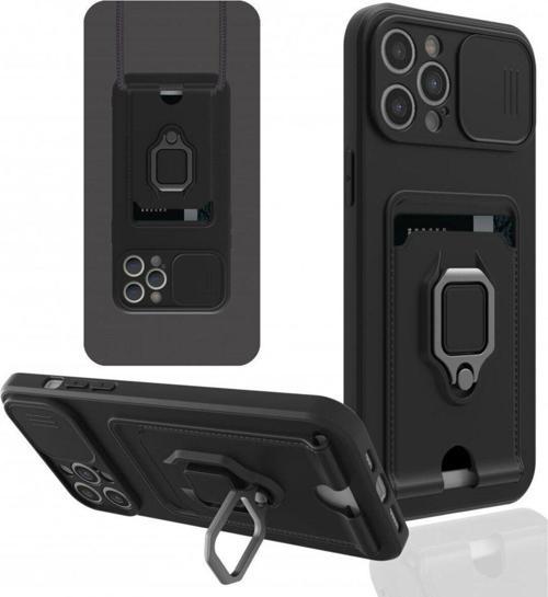 Anka Cep Apple İphone 12 Pro Kılıf Zuma Kartvizitli Yüzüklü Boyun Askılı Silikon Kapak + Ekran Koruma