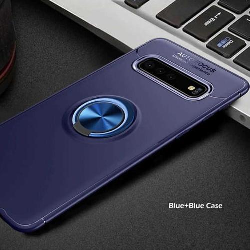 Anka Cep Samsung Galaxy S10 Plus Kılıf Ravel Yüzüklü Standlı Silikon Kapak + Kablo Koruma + Ekran Koruma