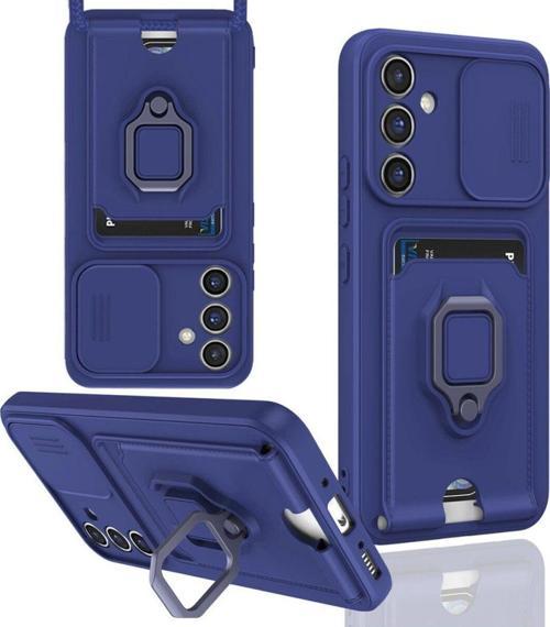Anka Cep Samsung Galaxy A54 5G Kılıf Zuma Kartvizitli Yüzüklü Boyun Askılı Silikon Kapak + Ekran Koruma