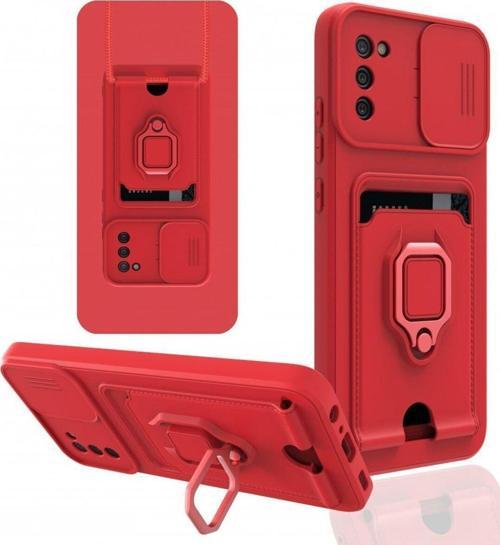 Anka Cep Samsung Galaxy A02S Kılıf Zuma Kartvizitli Yüzüklü Boyun Askılı Silikon Kapak + Ekran Koruma