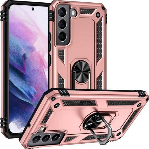 Samsung Galaxy S22 Kılıf Vega Yüzüklü Standlı Tank Zırh Kapak + Ekran Koruma