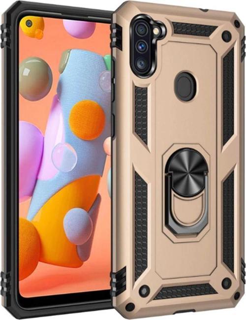 Samsung Galaxy M11 Kılıf Vega Yüzüklü Standlı Tank Zırh Kapak + Ekran Koruma