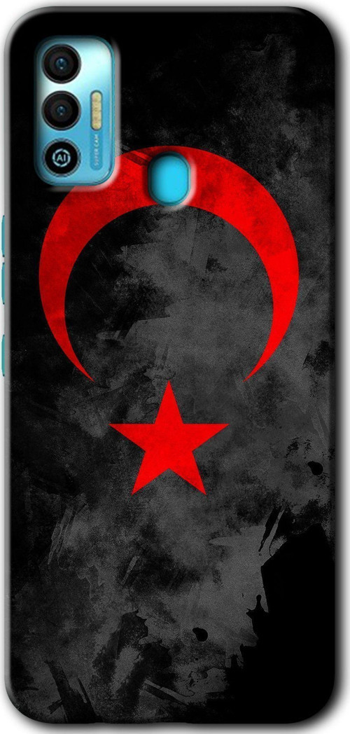 Tecno Tekno Spark 7T Kılıf Hd Desen Baskılı Arka Kapak - Black Ayyıldız