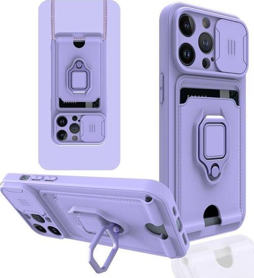 Anka Cep Apple İphone 14 Pro Max Kılıf Zuma Kartvizitli Yüzüklü Boyun Askılı Silikon Kapak + Ekran Koruma