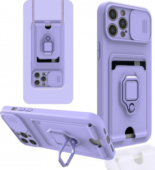 Anka Cep Apple İphone 12 Pro Max Kılıf Zuma Kartvizitli Yüzüklü Boyun Askılı Silikon Kapak + Ekran Koruma