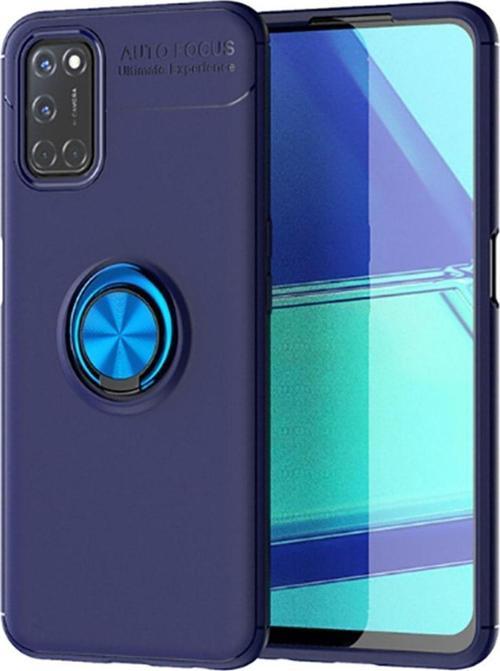 Oppo Reno A72 Kılıf Ravel Yüzüklü Standlı Silikon Kapak + Kablo Koruma + Ekran Koruma