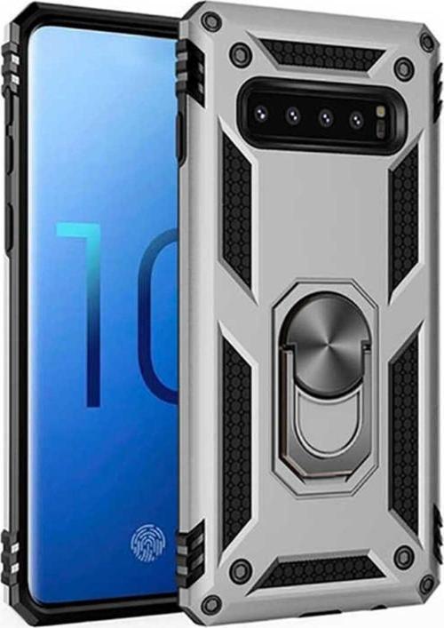 Samsung Galaxy S10 Kılıf Vega Yüzüklü Standlı Tank Zırh Kapak + Ekran Koruma