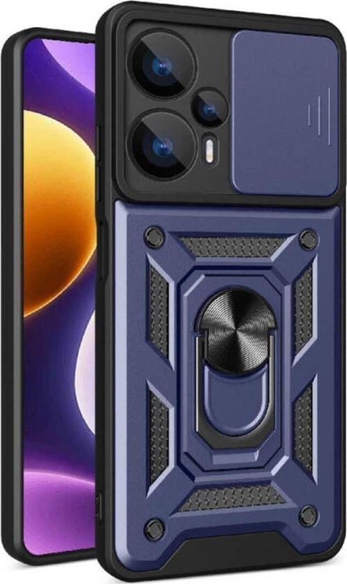 Xiaomi Poco F5 Kılıf Magnetik Standlı Kamera Korumalı Sürgülü Vega Kapak + Ekran Koruma