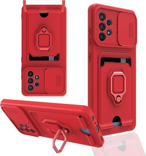 Anka Cep Samsung Galaxy A72 Kılıf Zuma Kartvizitli Yüzüklü Boyun Askılı Silikon Kapak + Ekran Koruma