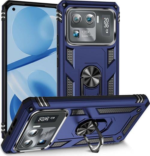 Xiaomi Mi 11 Ultra Kılıf Vega Yüzüklü Standlı Tank Zırh Kapak + Ekran Koruma