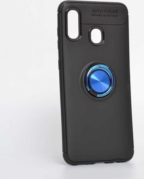 Anka Cep Samsung Galaxy A20 Kılıf Ravel Yüzüklü Standlı Silikon Kapak + Kablo Koruma + Ekran Koruma