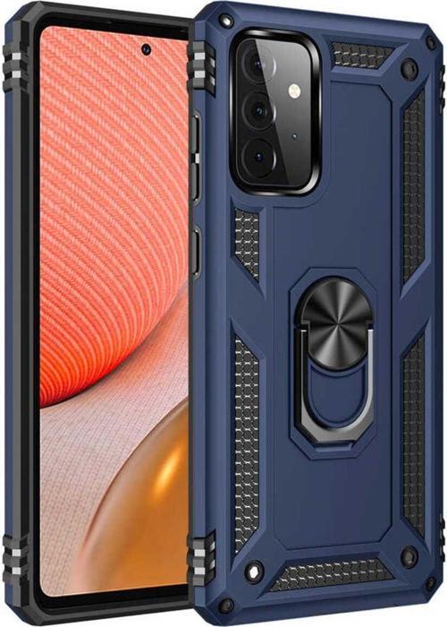 Samsung Galaxy A52 Kılıf Vega Yüzüklü Standlı Tank Zırh Kapak + Ekran Koruma