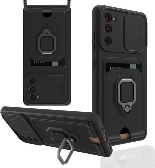 Anka Cep Samsung Galaxy S20 Fe Kılıf Zuma Kartvizitli Yüzüklü Boyun Askılı Silikon Kapak + Ekran Koruma