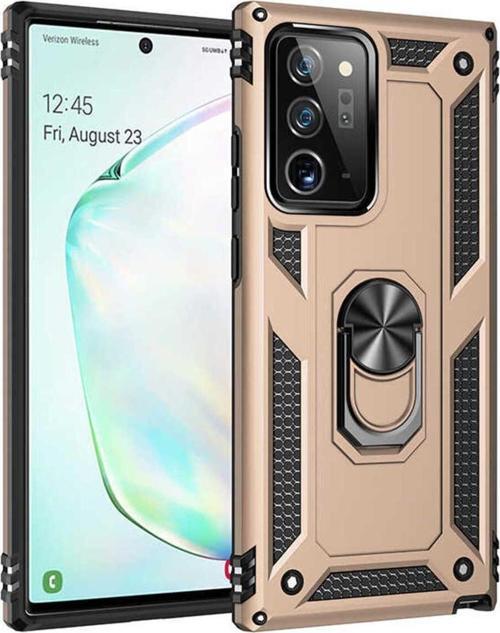 Samsung Galaxy Note 20 Ultra Kılıf Vega Yüzüklü Standlı Tank Zırh Kapak + Ekran Koruma