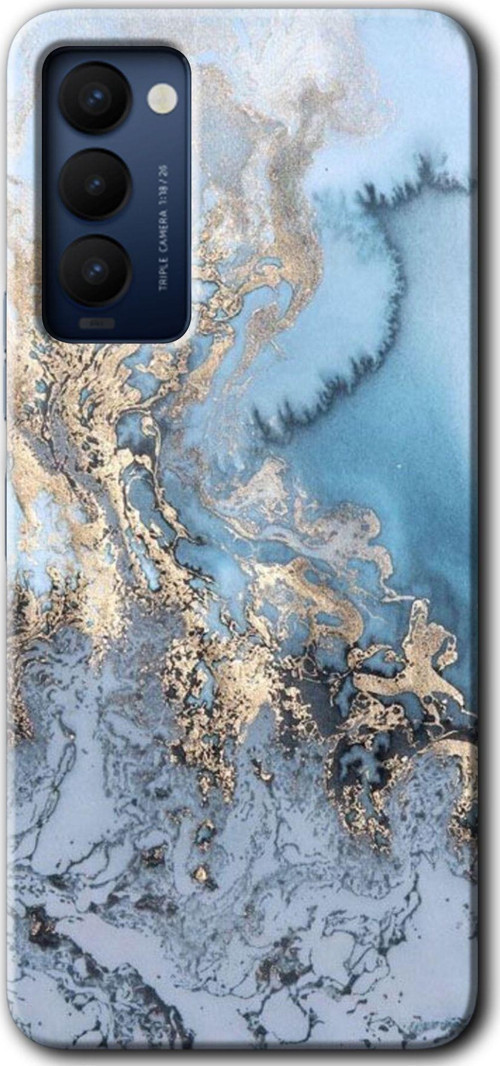 Tecno Camon 18 Kılıf Hd Desen Baskılı Arka Kapak + Nano Ekran Koruma -Eski Mermer