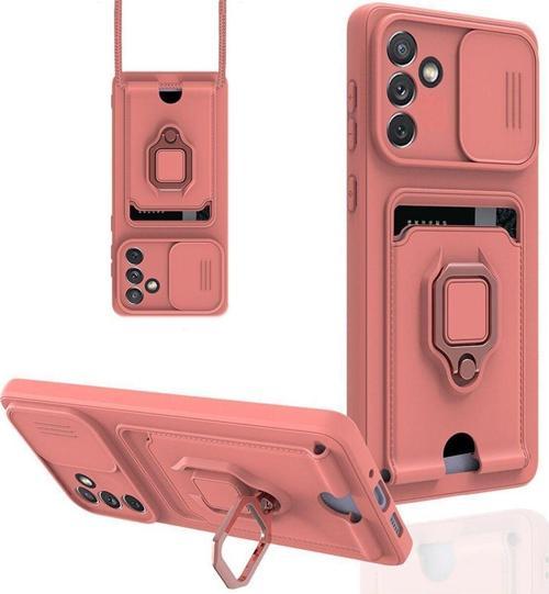 Anka Cep Samsung Galaxy A04S Kılıf Zuma Kartvizitli Yüzüklü Boyun Askılı Silikon Kapak + Ekran Koruma