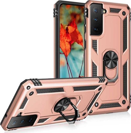 Samsung Galaxy S21 Fe Kılıf Vega Yüzüklü Standlı Tank Zırh Kapak + Ekran Koruma