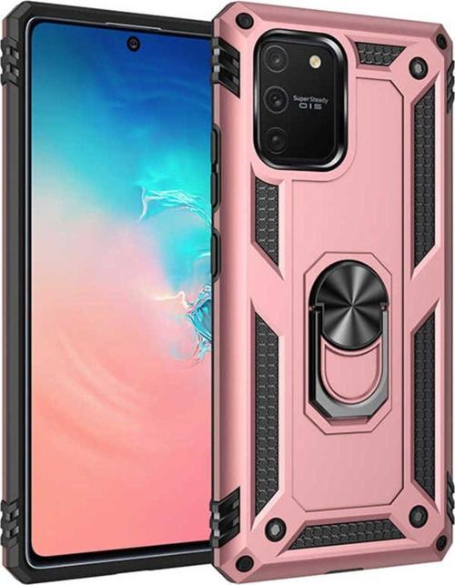 Samsung Galaxy A91 (S10 Lite) Kılıf Vega Yüzüklü Standlı Tank Zırh Kapak + Ekran Koruma