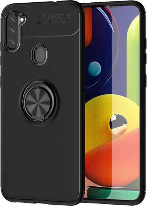 Anka Cep Samsung Galaxy M11 Kılıf Ravel Yüzüklü Standlı Silikon Kapak+ Ekran Koruma + Kablo Koruma