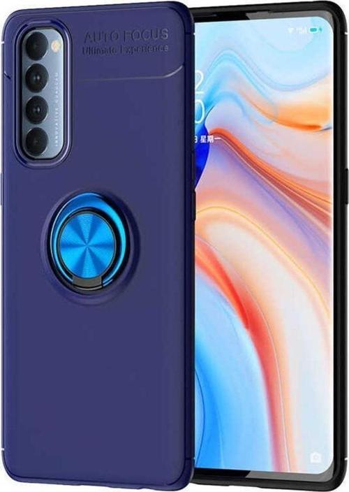 Anka Cep Oppo Reno 4 Pro 4G Kılıf Ravel Yüzüklü Standlı Silikon Kapak + Kablo Koruma + Ekran Koruma