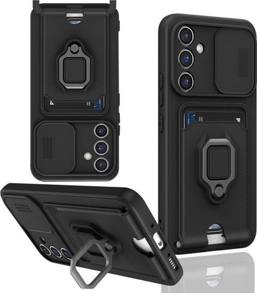 Anka Cep Samsung Galaxy S23 Fe Kılıf Zuma Kartvizitli Yüzüklü Boyun Askılı Silikon Kapak + Ekran Koruma