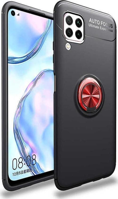 Huawei P40 Lite Kılıf Ravel Yüzüklü Silikon Kapak + Ekran Koruma + Kablo Koruma