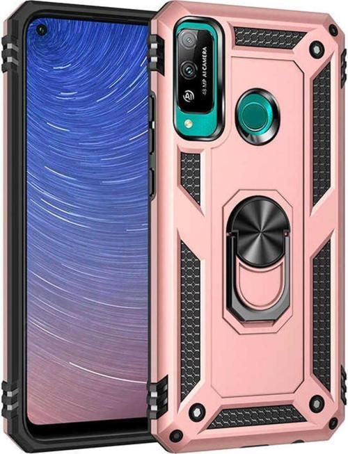 Huawei P40 Lite E Kılıf Vega Yüzüklü Standlı Tank Zırh Kapak + Ekran Koruma
