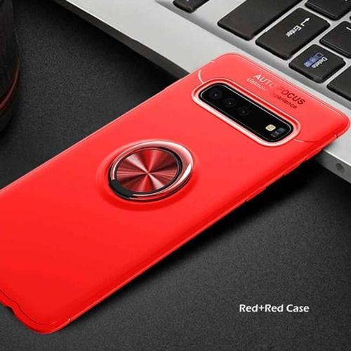 Anka Cep Samsung Galaxy S10 Kılıf Ravel Yüzüklü Standlı Silikon Kapak + Kablo Koruma + Ekran Koruma