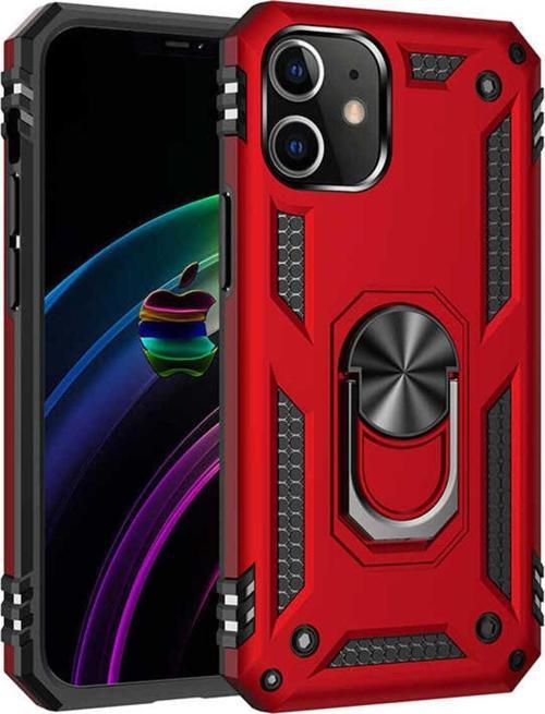Apple İphone 12 Mini Kılıf Vega Yüzüklü Standlı Tank Zırh Kapak + Ekran Koruma