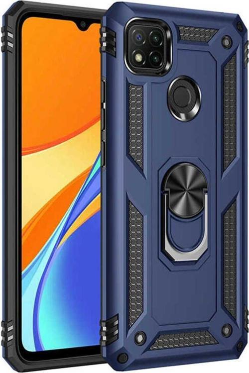 Xiaomi Redmi 9C Kılıf Vega Yüzüklü Standlı Tank Zırh Kapak + Ekran Koruma