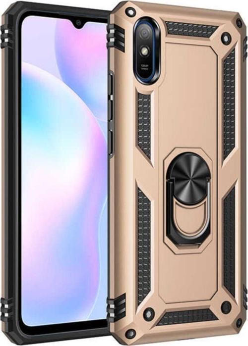 Xiaomi Redmi 9A Kılıf Vega Yüzüklü Standlı Tank Zırh Kapak + Ekran Koruma