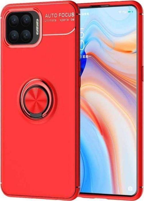 Oppo Reno 4 Lite Kılıf Ravel Yüzüklü Standlı Silikon Kapak+ Ekran Koruma + Kablo Koruma