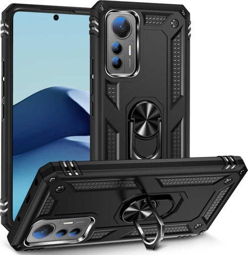 Xiaomi Mi 12T Lite Kılıf Vega Yüzüklü Standlı Tank Zırh Kapak + Ekran Koruma